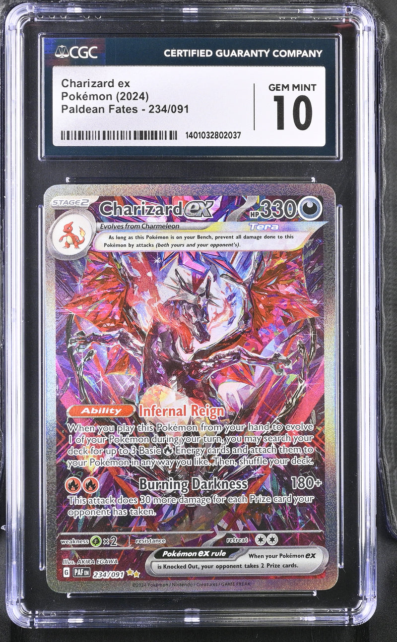 CGC GEM MINT 10 Charizard ex (234/091) [Paldean Fates] - 1401032802037