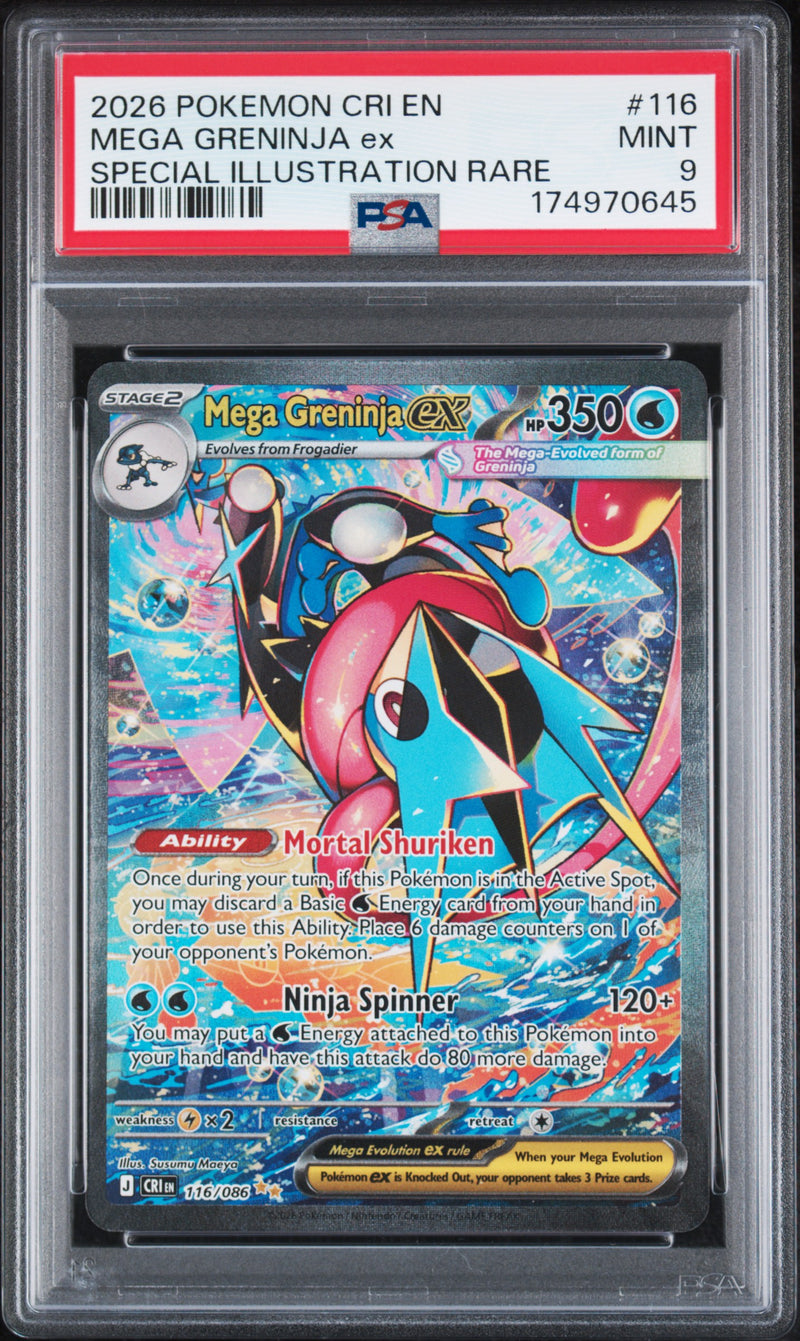 PSA MINT 9 Mega Greninja Ex (116/086) [Cri En-Chaos Rising] - 174970645