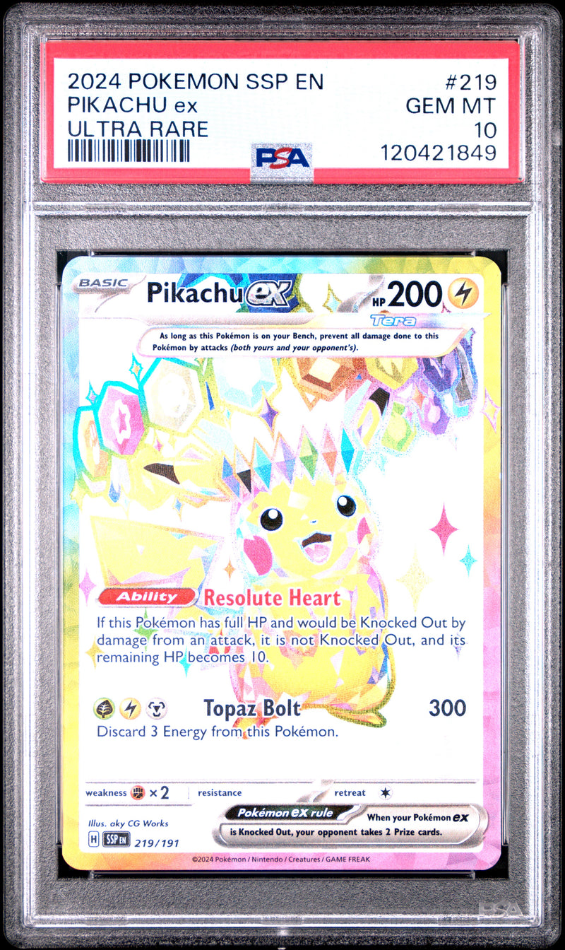 PSA GEM MT 10 Pikachu Ex (219/191) [Ssp En-Surging Sparks] - 120421849