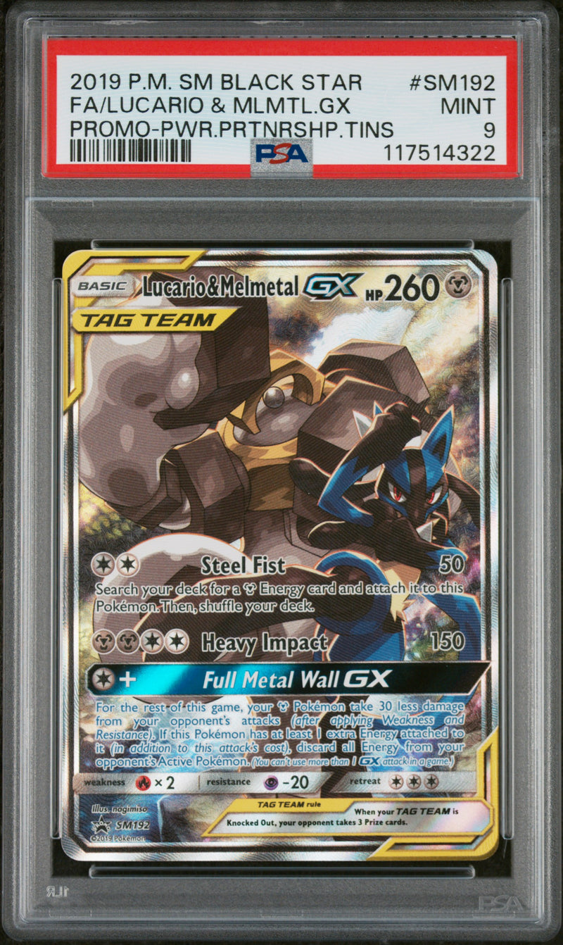 PSA MINT 9 Lucario & Mlmtl.Gx (SM192) [Sm Black Star Promo] - 117514322