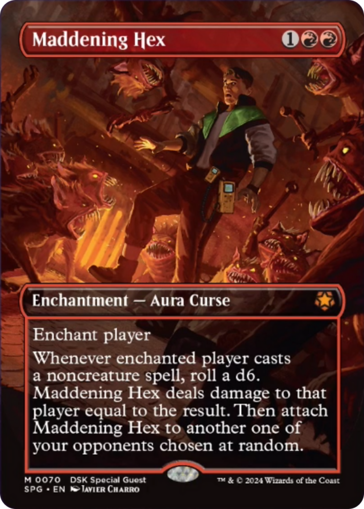 mtg duskmourn collector booster card list Maddening Hex (Borderless) [Duskmourn: House of Horror Special Guests]