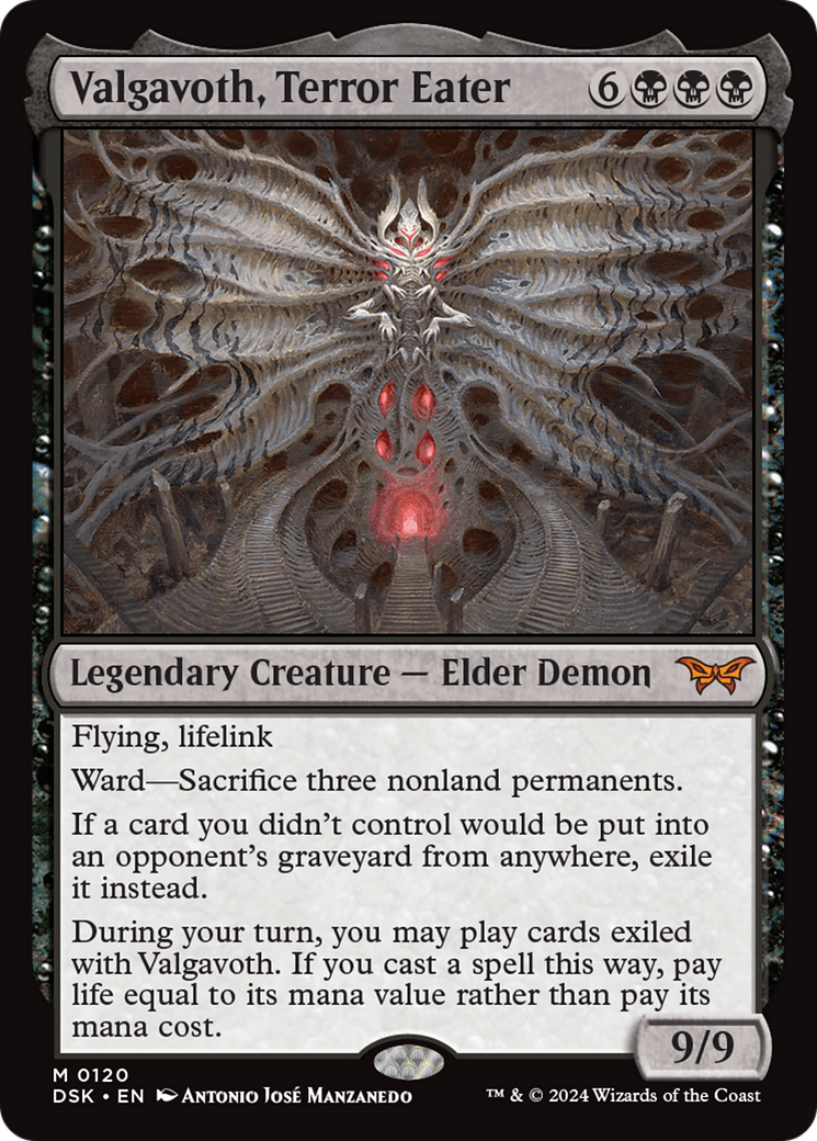 duskmourn cards mtg Magic The Gathering Play Booster Pack Trading Card Market the Thrice Valgavoth, Terror Eater [Duskmourn: House