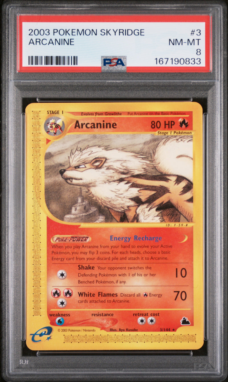 PSA NM-MT 8 Arcanine (3/144) [Skyridge] - 167190833