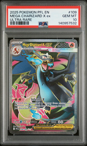 PSA GEM MT 10 Mega Charizard X Ex (109/094) [Pfl En-Phantasmal Flames] - 140957532