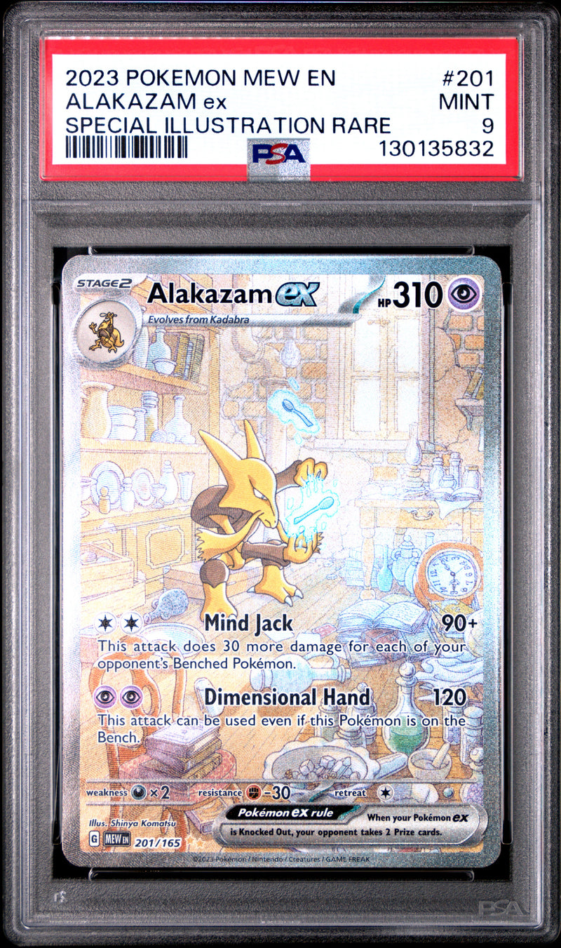 PSA MINT 9 Alakazam Ex (201/165) [Mew En-151] - 130135832