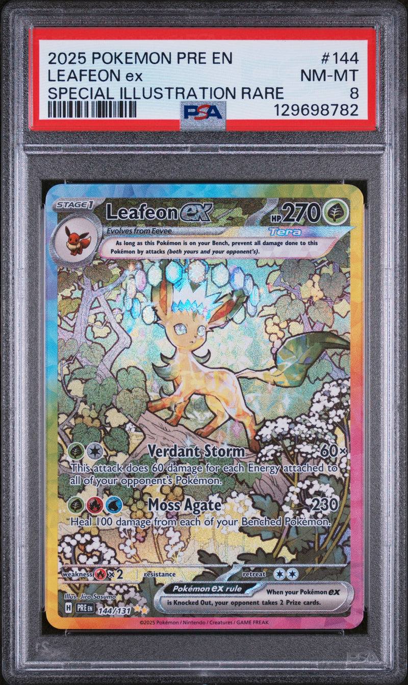 PSA NM-MT 8 Leafeon Ex (144/131) [Pre En-Prismatic Evolutions] - 129698782
