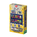 Llama Llama card game box featuring a yellow background and several llama illustrations. 