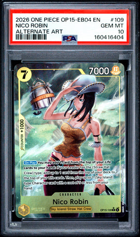 PSA GEM MT 10 Nico Robin [Op15-Eb04-Adventure On Kami'S Island] - 160416404