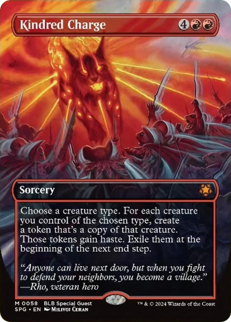 mtg kindred cards Call to the - Single Card choose a creature type Kindred Charge (Borderless) [Bloomburrow Special