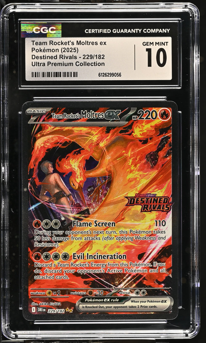 CGC GEM MINT 10 Team Rocket's Moltres ex (229/182) [Destined Rivals] - 6126299056