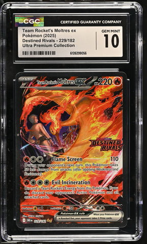 CGC GEM MINT 10 Team Rocket's Moltres ex (229/182) [Destined Rivals] - 6126299056