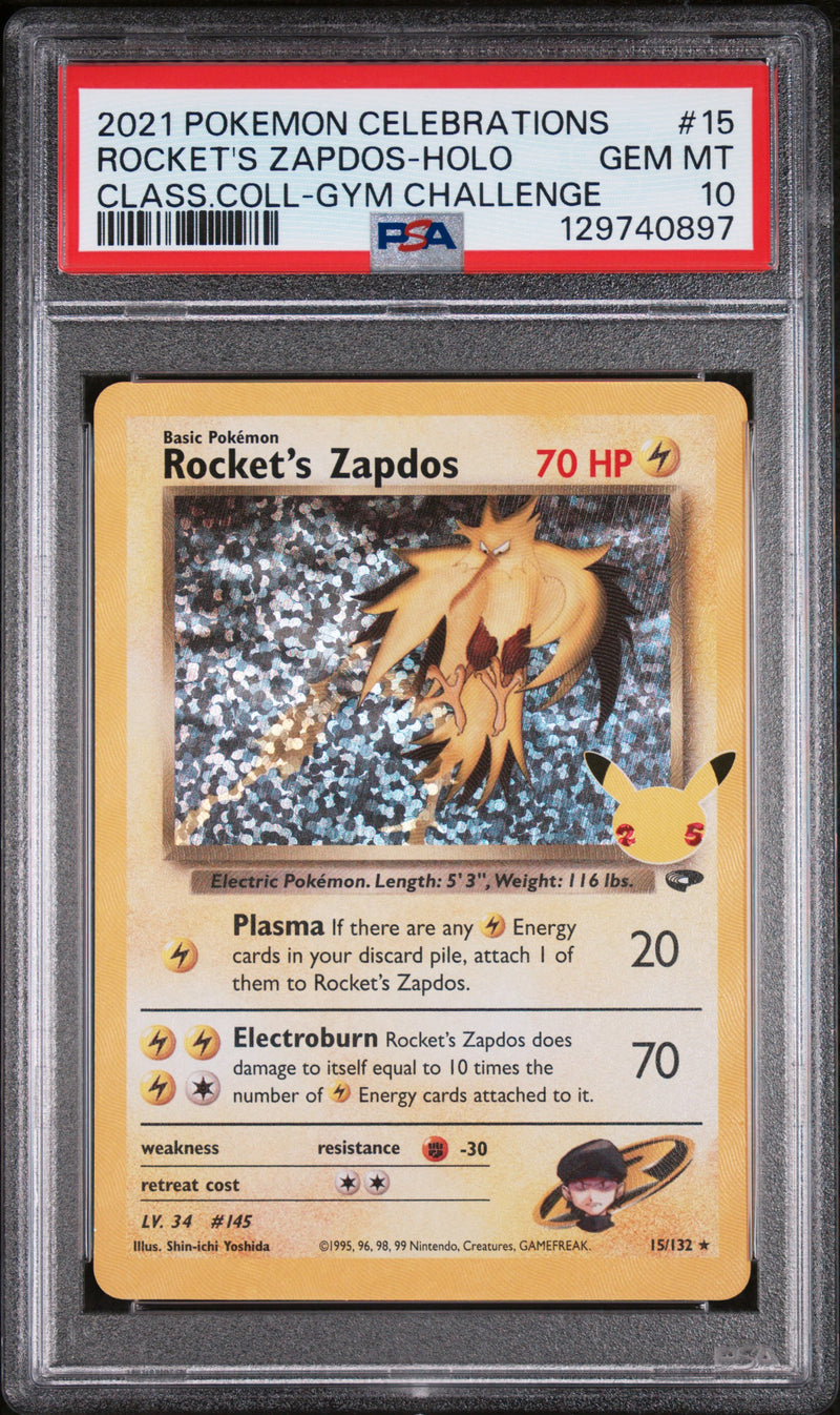 PSA GEM MT 10 Rocket's Zapdos (15/132) [Celebrations: 25th Anniversary - Classic Collection] - 129740897