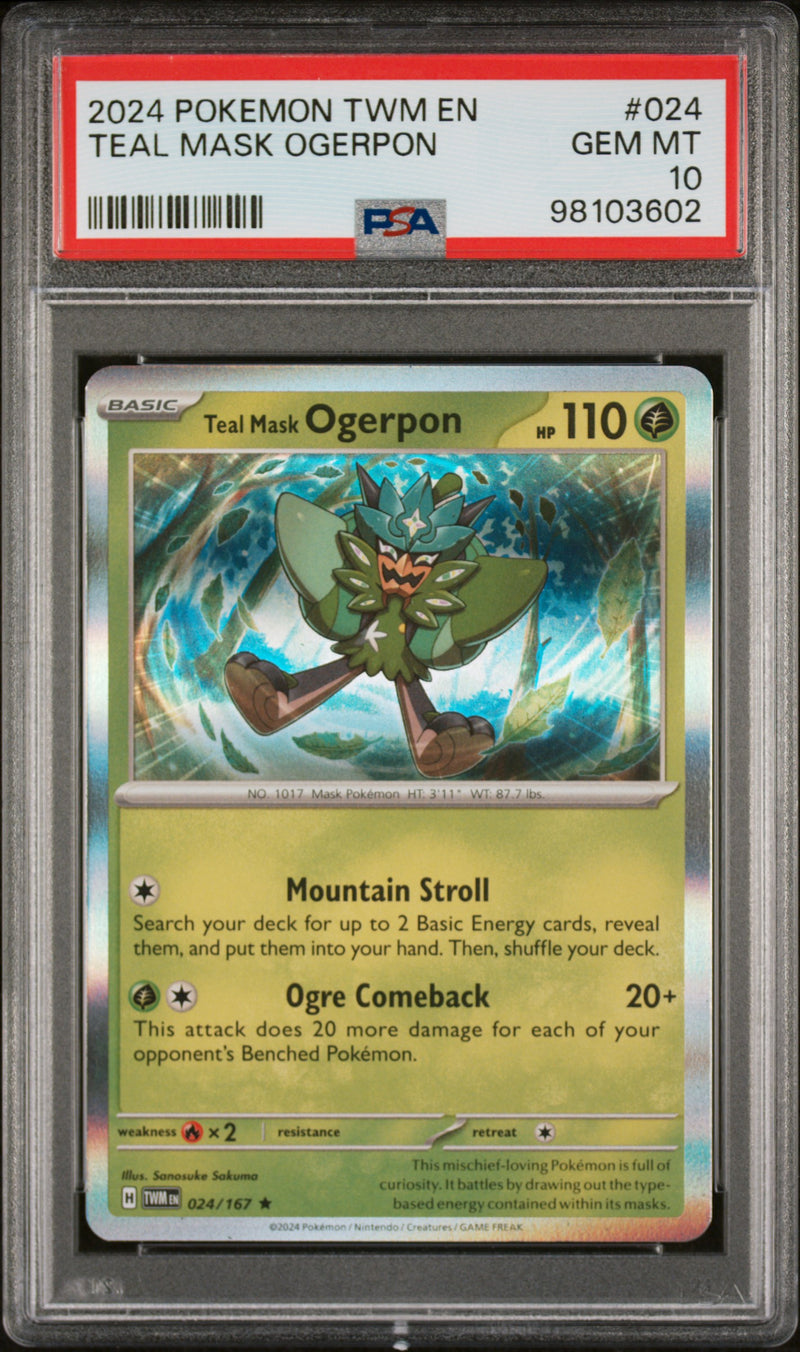PSA GEM MT 10 Teal Mask Ogerpon(024/167) [Twm En-Twilight Masquerade] - 98103602