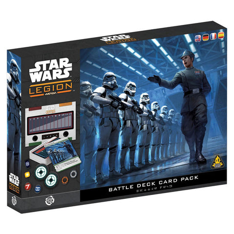 Star Wars Legion Battle Deck Card Pack packaging featuring stormtroopers in a hangar. 