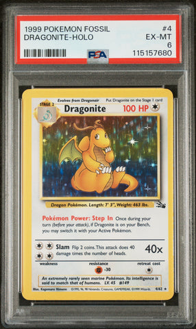 PSA EX-MT 6 Dragonite-Holo (4/62) [Fossil] - 115157680