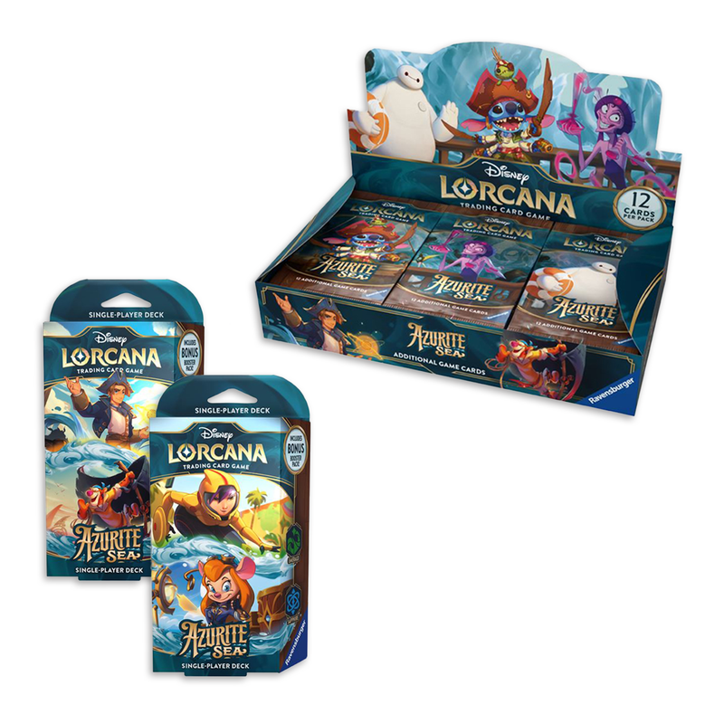 Lorcana TCG: Azurite Sea: Booster Display + Starter Decks Combo