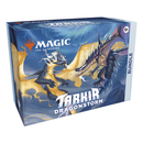 Tarkir Dragonstorm Bundle box showing two fierce dragons battling against a stormy blue background. The gold and black dragons are depicted mid-combat with lightning streaks, prominently displaying the product name on the front of the package.