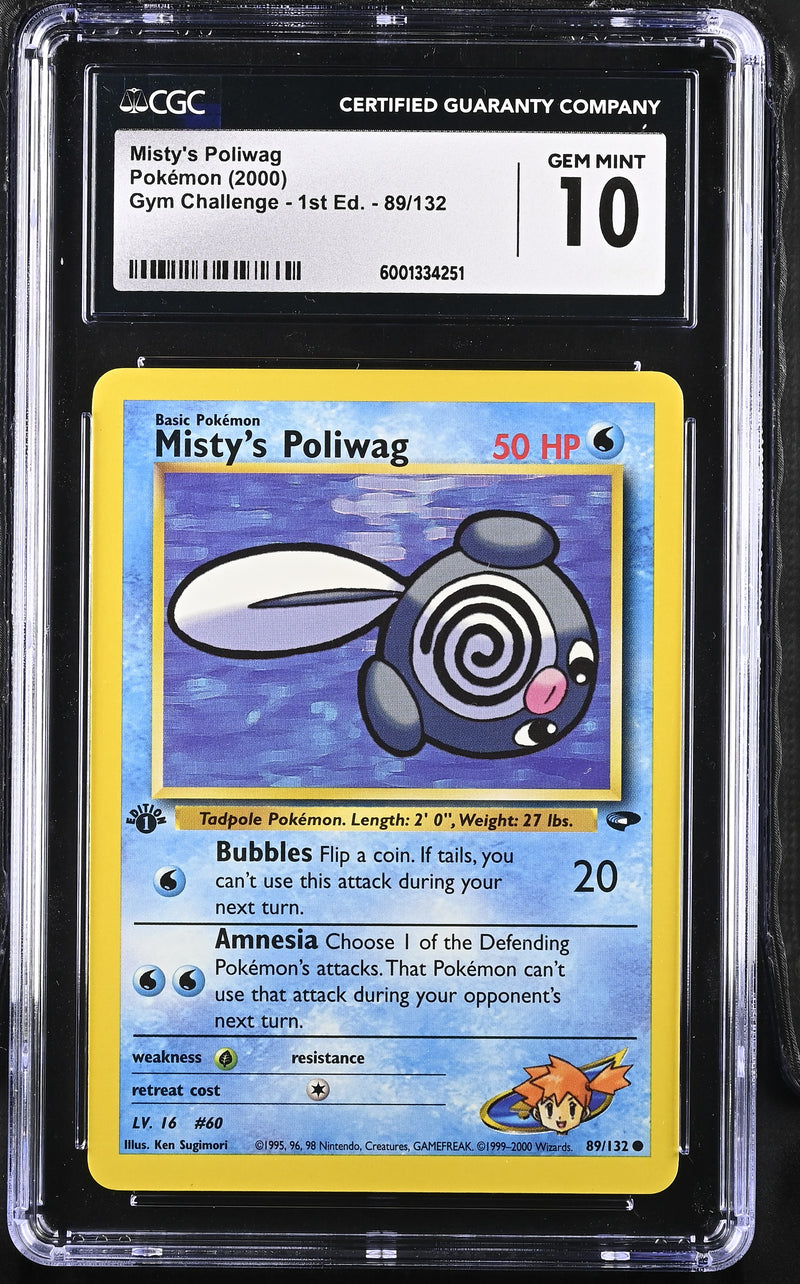 CGC GEM MINT 10 Misty's Poliwag (89/132) [Gym Challenge 1st Edition] - 6001334251