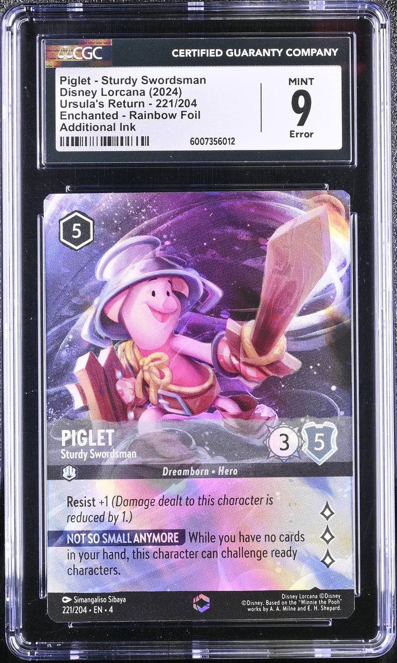 CGC 9 Piglet - Sturdy Swordsman (Enchanted) (221/204) [Ursula's Return] - 6007356012