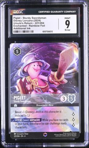 CGC 9 Piglet - Sturdy Swordsman (Enchanted) (221/204) [Ursula's Return] - 6007356012