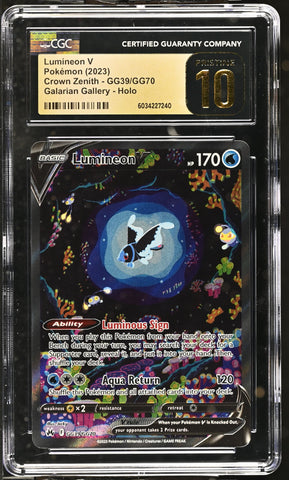 CGC PRISTINE 10 Lumineon V (GG39/GG70) [Sword & Shield: Crown Zenith] - 6034227240