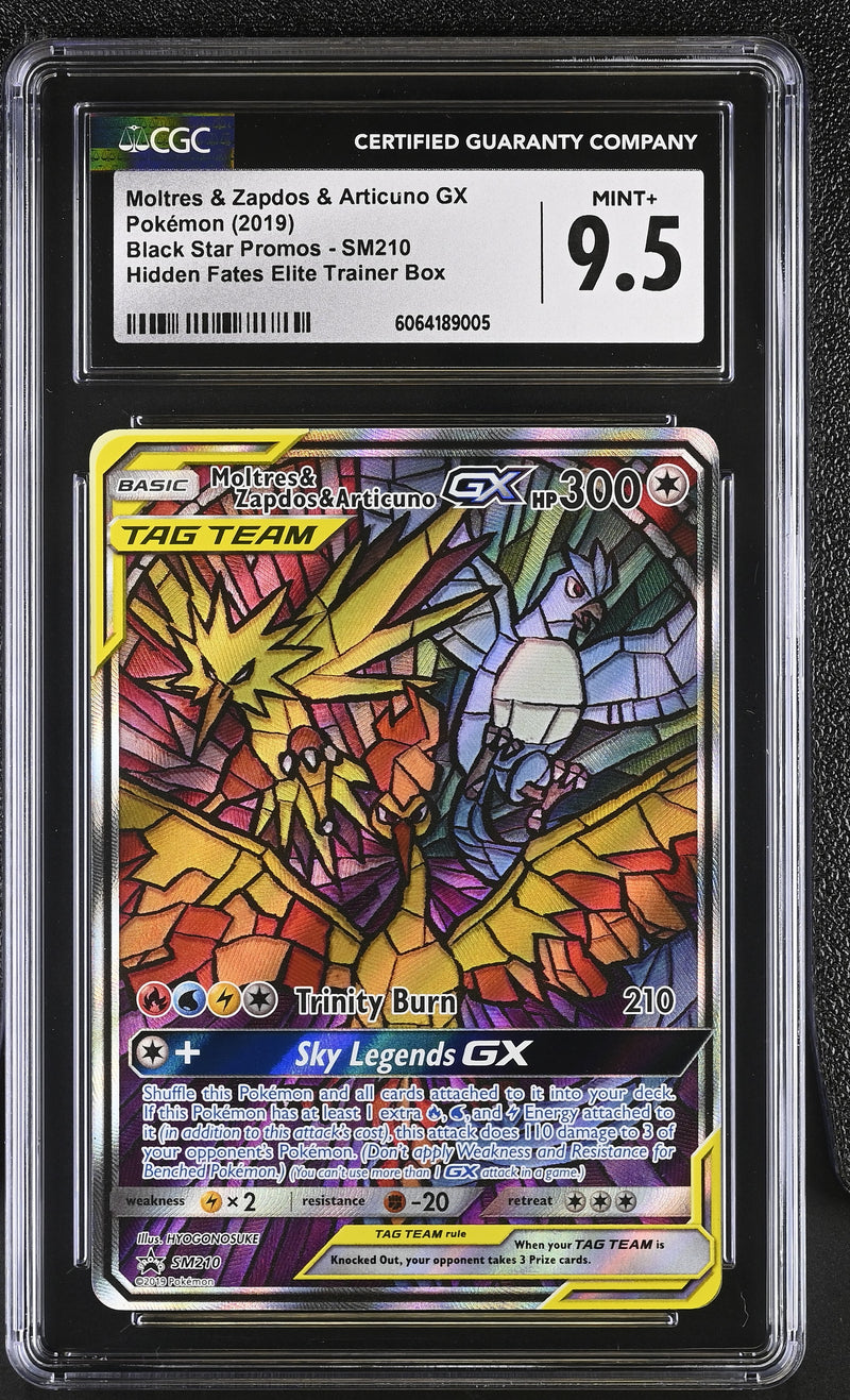 CGC MINT+ 9.5 Moltres & Zapdos & Articuno GX (SM210) [Sun & Moon: Black Star Promos] - 6064189005