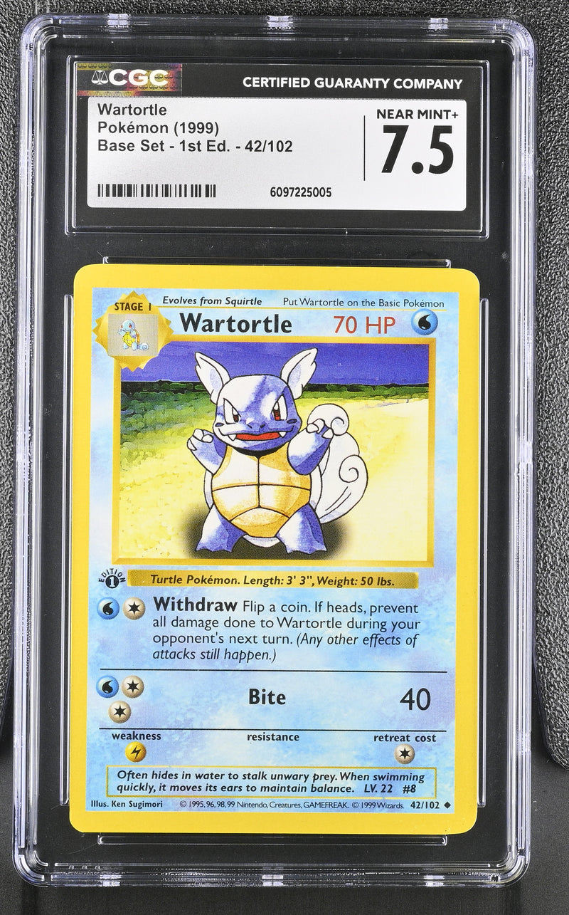 CGC 7.5 Wartortle (42/102) (Shadowless) [Base Set 1st Edition] - 6097225005