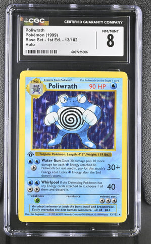 CGC 8 Poliwrath (13/102) (Shadowless) [Base Set 1st Edition] - 6097225006
