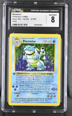 CGC 8 Blastoise (2/102) (Shadowless) [Base Set 1st Edition] - 6097225008