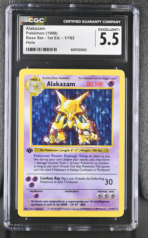 CGC 5.5 Alakazam (1/102) (Shadowless) [Base Set 1st Edition] - 6097225023