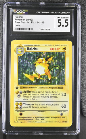 CGC 5.5 Raichu (14/102) (Shadowless) [Base Set 1st Edition] - 6097225028
