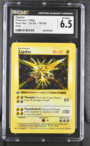 CGC 6.5 Zapdos (16/102) (Shadowless) [Base Set 1st Edition] - 6097225029