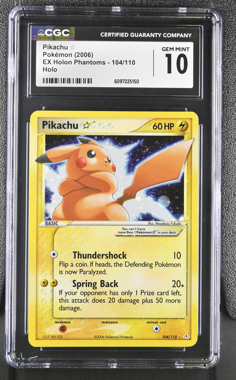 CGC GEM MINT 10 Pikachu Star (104/110) [EX: Holon Phantoms] - 6097225150