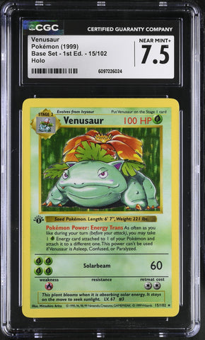 CGC 7.5 Venusaur (15/102) (Shadowless) [Base Set 1st Edition] - 6097226024
