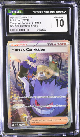 CGC GEM MINT 10 Morty's Conviction (211/162) [Scarlet & Violet: Temporal Forces] - 6119524002