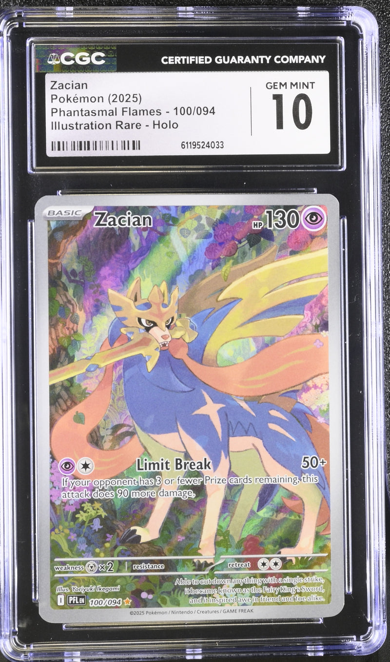 CGC GEM MINT 10 Zacian (100/094) [Mega Evolution: Phantasmal Flames] - 6119524033