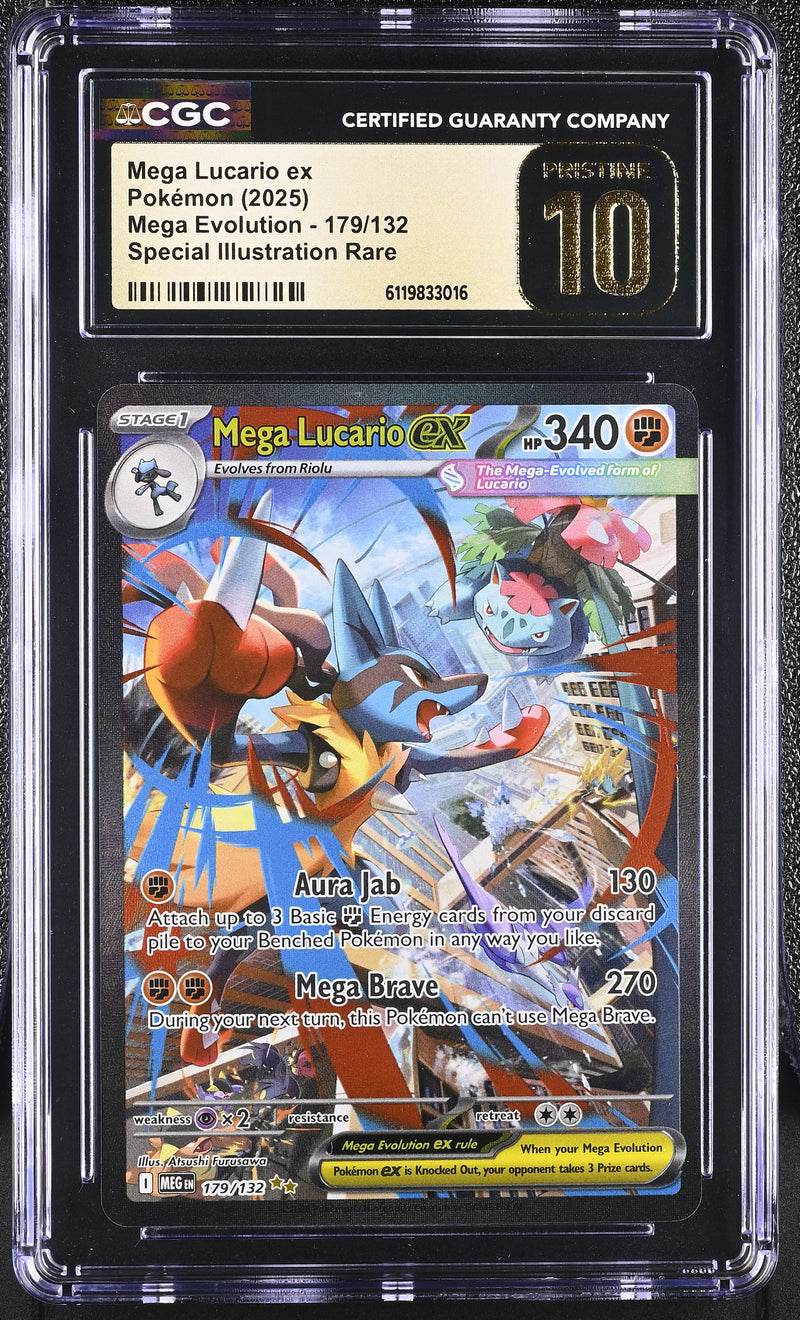 CGC PRISTINE 10 Mega Lucario ex (179/132) [Mega Evolution: Base Set] - 6119833016