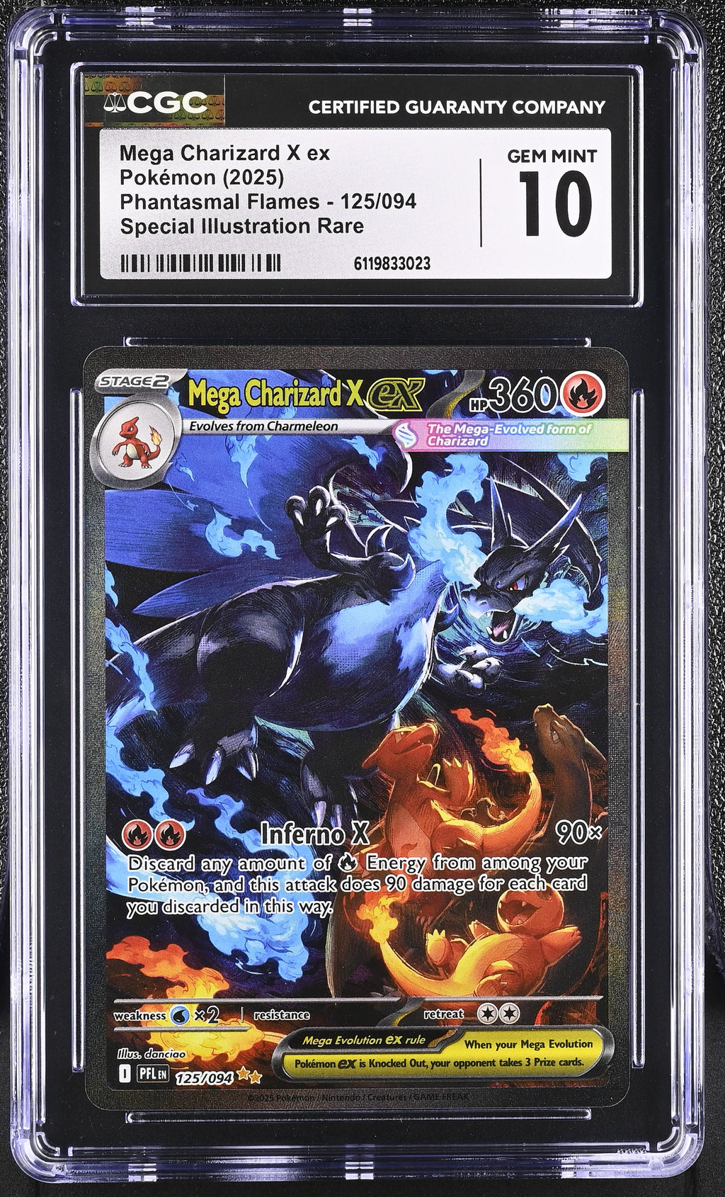CGC GEM MINT 10 Mega Charizard X ex (125/094) [Mega Evolution: Phantas