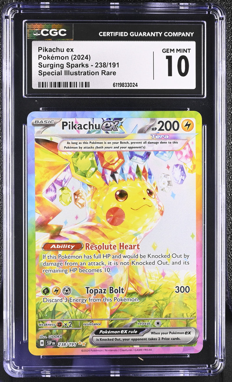 CGC GEM MINT 10 Pikachu ex (238/191) [Scarlet & Violet: Surging Sparks] - 6119833024
