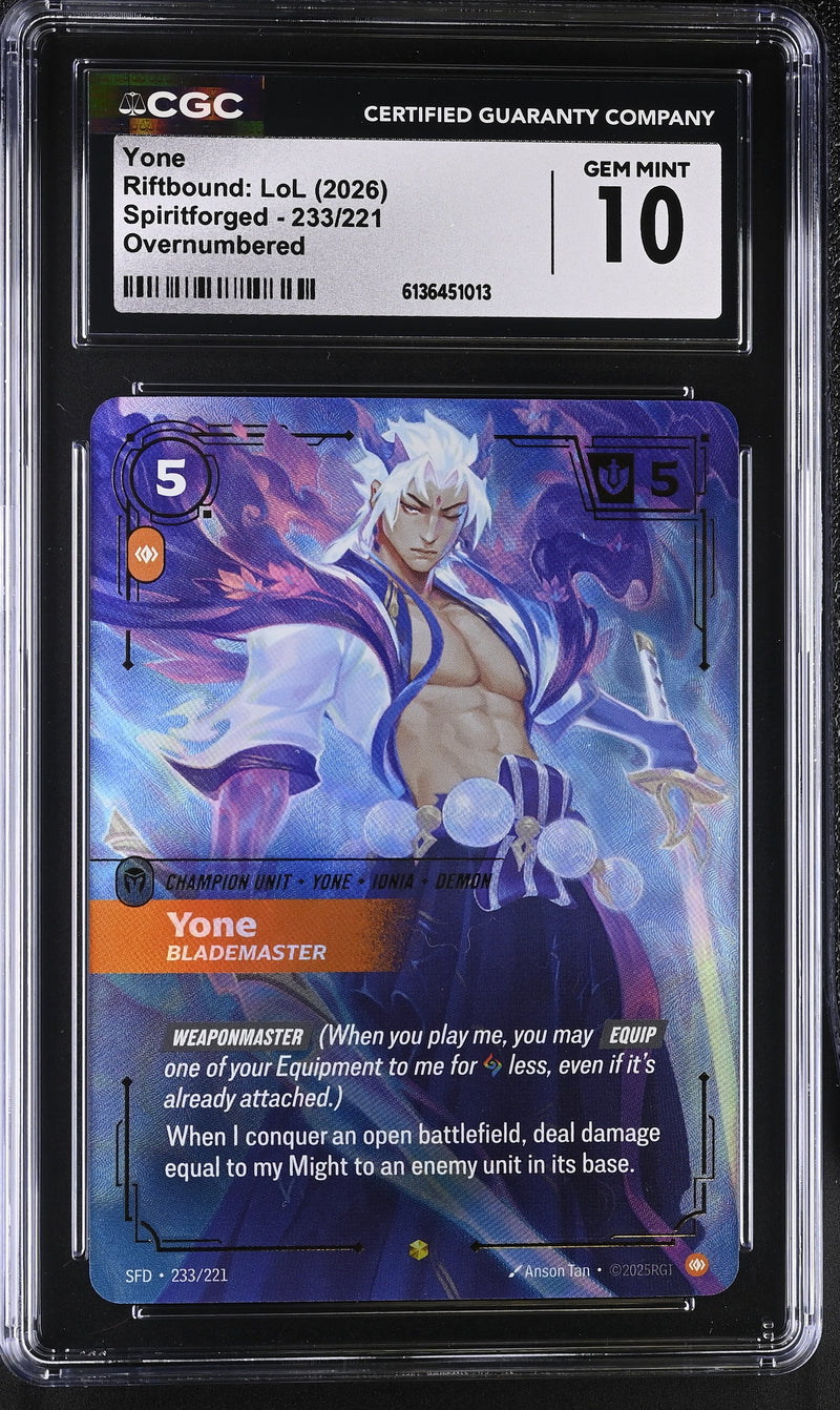 CGC GEM MINT 10 Yone(233/221) [Spiritforged] - 6136451013