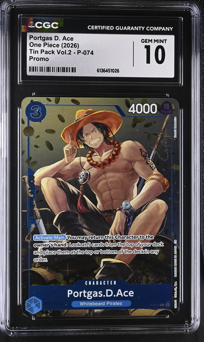 CGC GEM MINT 10 Portgas D. Ace [Tin Pack Vol.2] - 6136451026