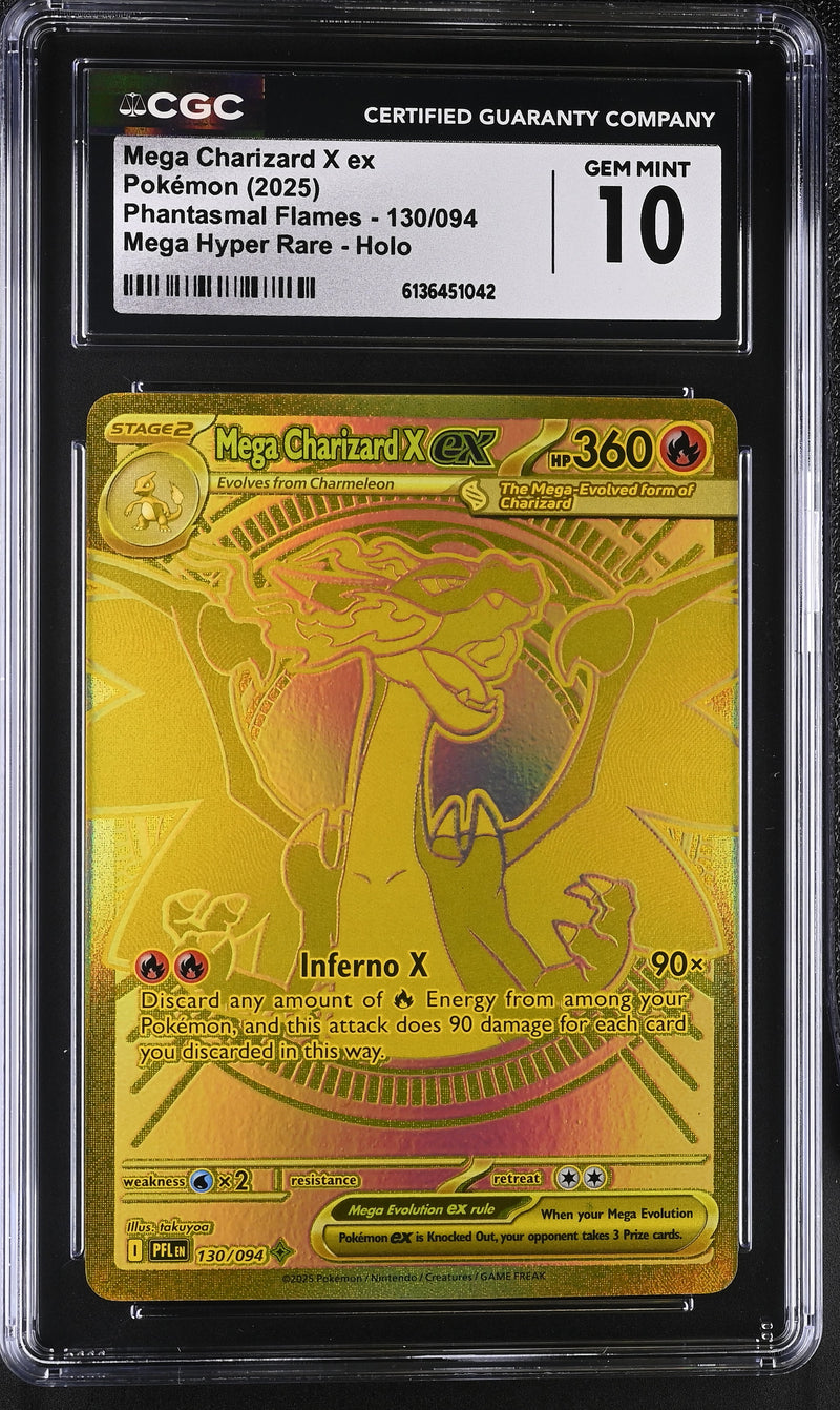 CGC GEM MINT 10 Mega Charizard X ex(130/094) [Phantasmal Flames] - 6136451042