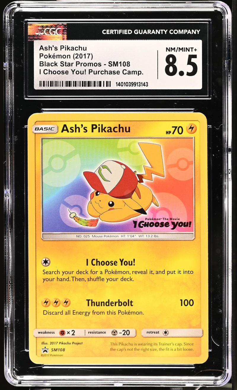CGC 8.5 Ash's Pikachu (SM108) [Sun & Moon: Black Star Promos] - 1401039913143