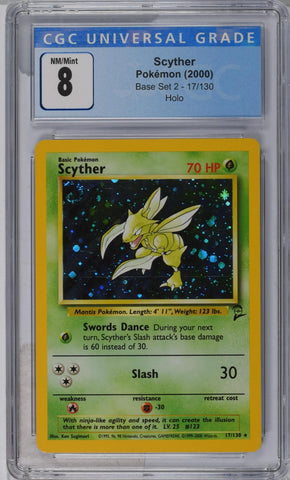 CGC 8 Scyther (17/130) [Base Set 2] - 3778624052