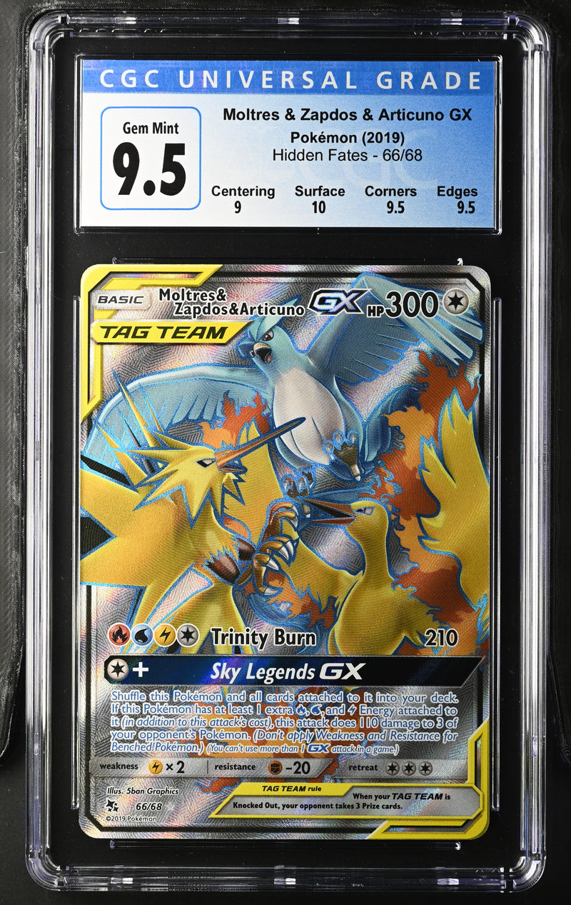 CGC GEM MINT 10 Moltres & Zapdos & Articuno GX (66/68) [Sun & Moon: Hidden Fates] - 3882040111