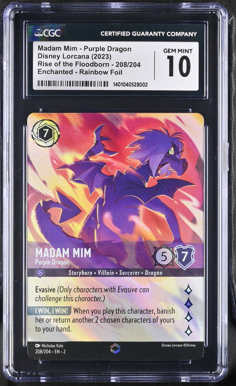 CGC 10 Madam Min - Purple Dragon (208/204) (Enchanted) [Rise of the Floodborn]  - 1401040528002