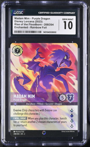 CGC 10 Madam Min - Purple Dragon (208/204) (Enchanted) [Rise of the Floodborn]  - 1401040528002