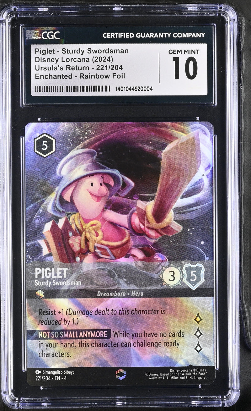 CGC 10 Piglet - Sturdy Swordsman (221/204) (Enchanted) [Ursula's Return]  - 1401044920004
