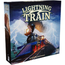 Board game box for 'Lightning Train' with a train and lightning design on the cover.