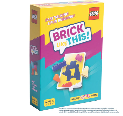 LEGO Brick Like This game box with colorful design featuring lego pieces over a puzzle card